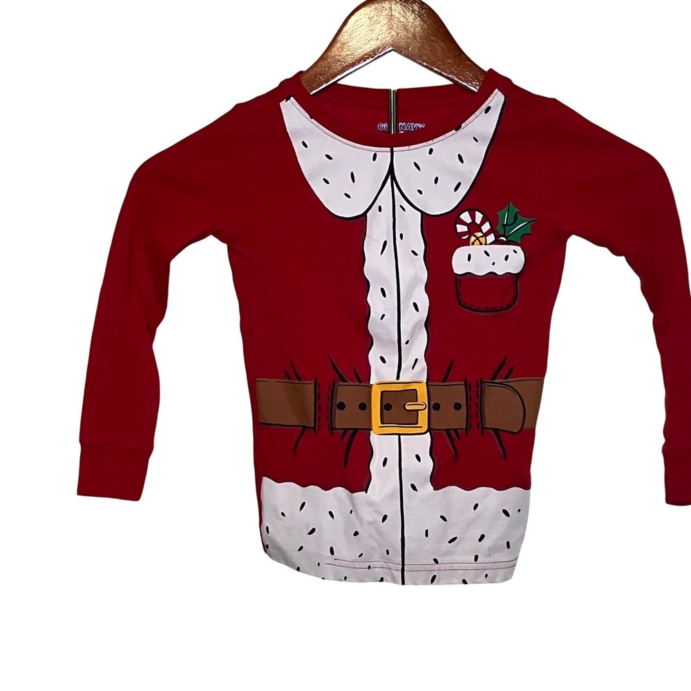 Kids Old Navy Size 5T Santa Suit Long Sleeve Shirt Christmas Pajama Top